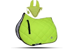 GALLOP SHOP General Tapis de selle avec voile anti-mouches assorti (Cob, F.Yellow)