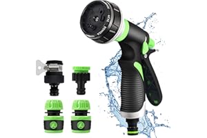 CHUNER Pistolet do nawadniania, dysza pistoletu do węża ogrodowego, 8 trybów regulowanego natrysku pistoletu na wodę, do czyszczenia samochodu/nawadniania trawnika, czyszczenia ogrodów i chodników, kąpieli