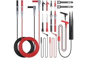 BINTA Silicone Multimeter Test Leads Set with Insulated Test Leads, Alligator Clips, Test Hooks, Test Probes, Test Tweezers, Professional Lead Kit for Digital Multimeter Testing CATII 1000V/ 19A