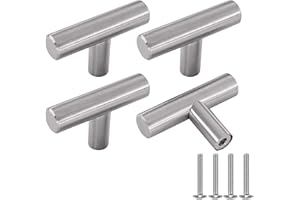Drenky Poignée Meuble, Argent Boutons de Portes Pour Placards en Acier Inoxydable 4 Pièces Bouton de Meuble Cuisine Vintage avec Vis pour Commode, Armoire