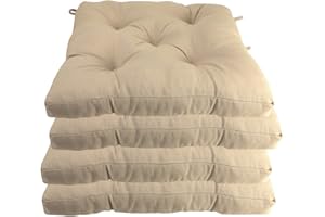 VACAVACA Cojín para Silla Interior y Exterior, 50x50 cm, Acolchado 6-7 cm, Fabricado en España, Múltiples Colores (Beige, Pack 4)