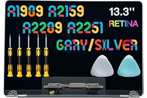 SEVEN PUPPY Bildschirm Ersatz für Pro A1989 A2159 A2289 A2251 2018 2019 2020 Jahr 13,3 Zoll Retina LCD Display Assembly EMC 3214 3358 3301 3456 3348 2560 x 1600 (Space Grey)
