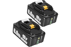 TERARRELL 2 Stück18V 8000mAh Ersatzakku für makita Akku 18v BL1860B BL1860 BL1840 BL1830 BL1860B BL1815 BL1835 BL1850B BL1845 BL1850 BL1860B 194205-3 LXT-400 with LED Werkzeugakku