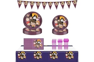 PIUMOJ Harry Stoviglie per Feste di Compleanno, Potter Stoviglie Festa, Wizard Tema Decorazione Set, Tovaglia, Tovaglioli, 12 Ospiti Piatti Wizard Compleanno, Magiche Tema Forniture per Feste