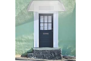 KEVO Auvent de Porte d'entrée Toit Marquise en Polycarbonate Porte Résistante Toit Abri Protection Contre La Pluie et UV,Marquise Porte d'Entree Terrasse Toit Abri Protection (80 * 120cm),Cadre Gris