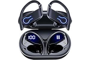CoolJumper Auriculares Inalámbricos Bluetooth 120 Horas de Reproducción Bluetooth 5.3 con Cancelación de Ruido con Funda de Carga Inalámbrica, Auriculares Deportivos