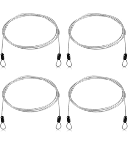 Prasacco 6 stuks staalkabels met oogjes, zilveren roestvrij stalen veiligheidskabel 30 cm x 2 mm staalkabel voor fietssloten, deursloten, bagageslot
