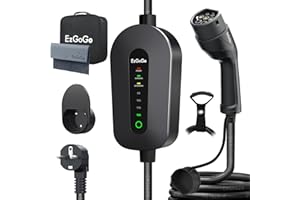 EzGoGo Typ 2 Ladekabel Schuko 3,68kW [1-phasig / 6,1m / 6-16A], Type2 Schuko EV Chargers Lieferung Tragbare Tasche | Halterung | Mikrofaserstoff | Handschlaufe, Kompatibel mit Allen PHEV/EV