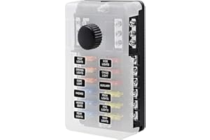 BlueFire 24 Voies Porte Fusible Voiture, Blocs Fusible Lame ATC/ATO avec Lame Indicateur LED pour Bateau de Voiture Marine 12V 24V