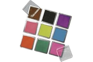 Rayher tampon encreur lot de 9 coloris de 3,5 x 3,5 cm chacun coussins encreurs idéal pour créer de jolis embellissements sur du papier, tissu, bois tampon encreur pour scrapbooking multicolore