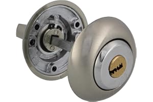 Amig - Muletilla con llave de punto Mod. 50R-KD - Combinación cilindro-condena - Cromado mate - Aumenta la seguridad en puertas de entrada - Para puertas de 35 a 45 mm de espesor - Roseta de Ø54 mm