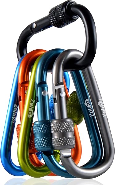 Zalava Mini Mosquetón de Aluminio en Forma de D - Llavero Con Tapón de Rosca para Camping, Pesca, Senderismo o Viajes - 1