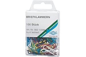 Wedo 90010099 spinacze biurowe (metal, 26 mm, lakierowane) 100 sztuk, posortowane pod względem koloru