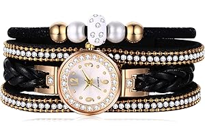 Silverora Montre Femme Bracelet Cuir Tressé Quartz Rétro Montre Bracelet Bohème avec Boucle