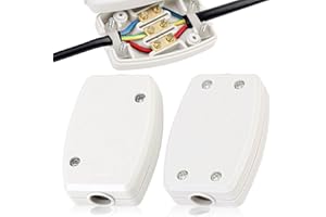 ELKFLEE 3 Terminal Electrical Junction Box Flex Connector 13A 250v Cable Joiner Erminal in-line Connectors Connect for Indoor Outdoor Lighting Power Home Automotive Wiring, White (White-2pcs)