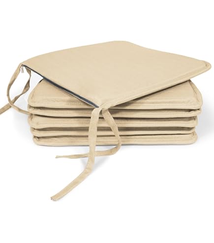 Cojines Silla Jardín Juego De 6 Cojines Para Silla LILENO HOME 40x40 Cm | Tela Resistente A Rayos UV Y Agua, Color Gris Claro Interior Exterior Fácil Limpieza