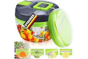 DYDHRER Mixeur Manuel 550ML, Hachoir Manuel, Mini Hachoir Manuel, Coupe Oignon Manuel, Hachoir Oignon avec Acier Inoxydable 3 Lames pour Oignon, Ail, Viande, Légumes, Noix