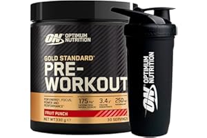 Optimum Nutrition Gold Standard Pre-Workout Integratore Alimentare in Polvere con Creatina Monoidrato Beta Alanina Caffeina e Vitamine Gruppo B Gusto Frutta Mista 30 Porzioni 330g + SHAKER Acciaio