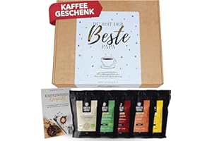 ‎BARISTA ROYAL Premium Kaffeebohnen Geschenkset "Du bist der beste Papa" - 5 x 100g Probierset ganze Bohnen - Kaffee Geschenkidee für Männer - Perfektes Vatertagsgeschenk - Barista Gourmet Kaffee Set