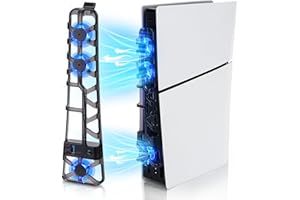Geegear Ventola di Raffreddamento per Accessori PS5, Ventola di Raffreddamento Silenziosa Aggiornata con 3 Ventole, Luce LED e Porta USB Controller per PS5 Digital Edition/Console Ultra HD(Nero)