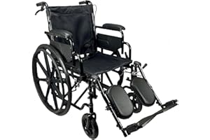 Lightweight Folding Wheelchair with Elevating Padded Leg Rest Supports and Attendant Brake Self Propelled Black by Free to Be Mobility equipment