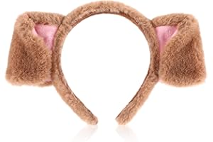 PTWOLA Brązowa opaska do włosów z kreskówkowymi uszami szczeniaków, opaska na czoło, kreskówka, nakrycie głowy szczeniaka, uszy zwierząt, kostium uszy psa, opaska na czoło dla psa, dekoracja na imprezę