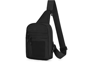 Huntvp Zaino Monospalla Militare Tattico Uomo Borsa Petto Sportivo Molle Zaino a Tracolla per Sport Ciclismo Trekking Campeggio Escursionismo,Typ-6 Nero