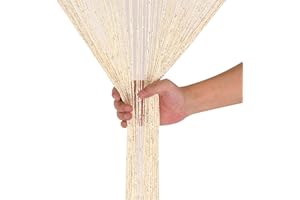 WedDecor Tenda a fili color avorio con frange glitterate, divisorio per stanze, tenda con nappe per porte, porte, finestre, decorazione per la casa, decorazione per eventi, (90 cm x 200 cm)