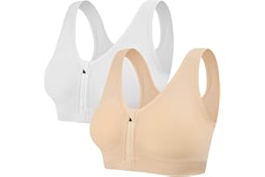 Tuopuda Reggiseno Sportivo Reggiseno Sonno Intimo Donna Senza Ferretto con Cerniera Frontale e Pastiglie Rimovibili per Ginnastica Corsa Jogging Yoga