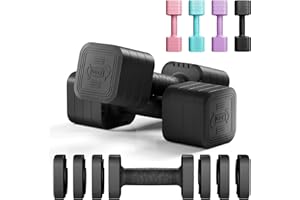Dripex Adjustable Dumbbells Weight Set 2.5kg 5kg 10kg Dumbbell Pair, 4-in-1 Weight Dumbbells Set Women Men with Non-Slip Handle Home Gym Fitness