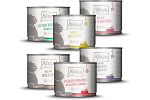 MjAMjAM - Wysokiej jakości mokra karma dla kotów - Mieszana paczka 6 dla Twojego kota, opakowanie 6 szt. (6 x 200 g), bez zbóż z dodatkiem mięsa