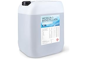 AIESI® Acqua Bidistillata pura per uso clinico ed industriale tanica da 10 litri, Distillata due volte, Demineralizzata, Made in Italy