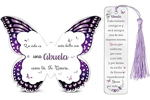 HZBLAZ Abuela Regalos Día de la Madre Apreciar Regalo para Cumpleaños Abuelita Regalo Día de la Familia Mujeres Navidad Carteles y Placas Marcapáginas Acrílico 2 Piezas Mariposa de Año Nuevo para Ella