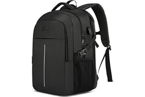 Extra Groß Rucksack Herren 55L,18.4 Zoll Laptop für Schule Arbeit mit USB Ladeanschluss Wasserdicht Business Reisen Notebook Tasche Schulrucksack für Männer Frauen Jungen Teenager Schwarz