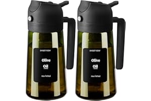 SWEET VIEW Olivenölspender und Ölsprüher – 470 ml Glas, lichtdichter Ölausgießer für Küche, Luftfritteuse, Kochen, Salat und Grillen