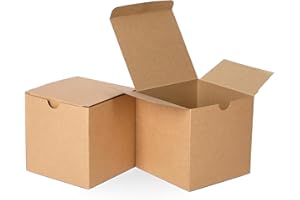 SHIPKEY 10Pcs Kraft Gift Boxes |15x15x15cm Square Boxes with Lids | Medium Gift Boxes Suitable for Party, Wedding, Christmas, Holidays, Birthdays and All Other Occasions