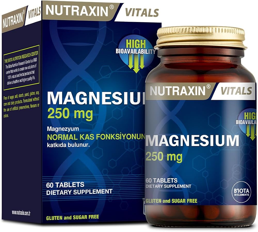Nutraxin Vitals Magnesium 250 mg 60 Tablet Takviye Edici Gıda