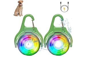 Kikuo LED Dog Collar Light Up Dog Collars, Safety Collar Lights, Pet LED Light Dog Collars USB Rechargeable Dog Light for Kids Hiking Running Jogging Pet Backpack(2Pcs)