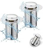 Bouchon de lavabo avec tamis 34-40 mm Pop Up - Filtre de sol - En acier inoxydable - Pour bonde de lavabo - 1 pièce