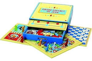 JEUJURA Grand Coffret de Jeux - 200 REGLES : Jeux des Petits Chevaux, oie, Dames, marelle, Mikado, Tangram, Dominos, Jeu de 54 Cartes. - l'arbre à Jouer - Jeu de Société - Âge Minimum : 3 Ans