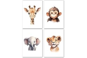LAVEMA Affiche décorative - animaux de safari en afrique - Poster Images Murales A4 Sans cadre photo - Tableaux pour Garçon filles - Décoration chambre d'enfant bébé