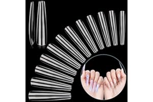 LIONVISON 3XL Faux Ongles Cercueil Extra Longs, 240 Pcs Ballerine Transparente French Nail Tips pour Ongles Acryliques, 12 Tailles Kits d'Extension d'Ongles à Couverture Complète Appuyez sur Ongles