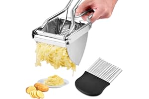 TONGDEJING Potato Tool Sets,with Potato Ricer Masher and Cutter Multifunctional Fruit Vegetable Masher Stainless Steel Potatoes Presser for Creamy Fluffy Mashed Potatoes Fruit Juices(Color:Silver)