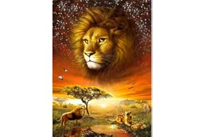 MXJSUA Kit Fai da Te per Pittura con Strass 5D con i Numeri,Pittura Diamanti Decorazione per la casa con Leone,Kit per Ricamo a Punto Croce, Kit per Decorazioni artistiche su Tela da Parete, 30 x 40 cm