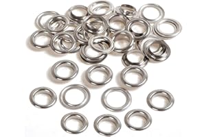 Trimming Shop Pack de 100 X 14mm Argent Oeillets et 100 Rondelles - Ensemble de Laiton Oeillets pour Vêtements & Cuir - Artisanat Couture et Mercerie
