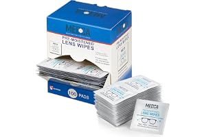 MEDca Premoistened Lens Glass Cleaning Wipes Portable Travel Cleaner for Glasses, Camera, Cell Phone, Smartphone, Tablet Disposable, Quick Drying, Streak Free Individually Wrapped, Pack of 100