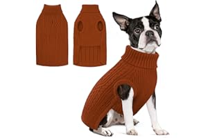 AOFITEE Hundepullover Mittelgroße Hunde, Winter Warmer Weihnachten Sweater für Hunde Gestrickt Hundepullover, Elastisch Weich Hundepulli Rollkragenpullover Hund Pullover für Französische Bulldogge M