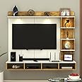 Anikaa Kirina Engineered Wood Wall-Mount TV Unit with PVC Back Panel & LED Lights | TV Cabinet with Storage Box & Decorative Shelves (Gaintwood/White) ? Ideal for TVs up to 40 Inch | DIY Installation