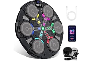 OUOAENR Music Boxing Machine for Kids, Smart Boxing Equipment with Gloves, Bluetooth Connection, Colorful LED Lights, 5 Speed ​​Adjustment, Multiple Training Modes, Wall Mounted Boxing Set for Home, Gym