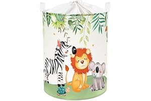 Clastyle 63L Grande Ceste Biancheria Bambini Animale della Foresta con Coperchio Cestino Portaoggetti Giocattoli Pieghevole Abbigliamento Giocattolo con Manici per Bagno Cameretta